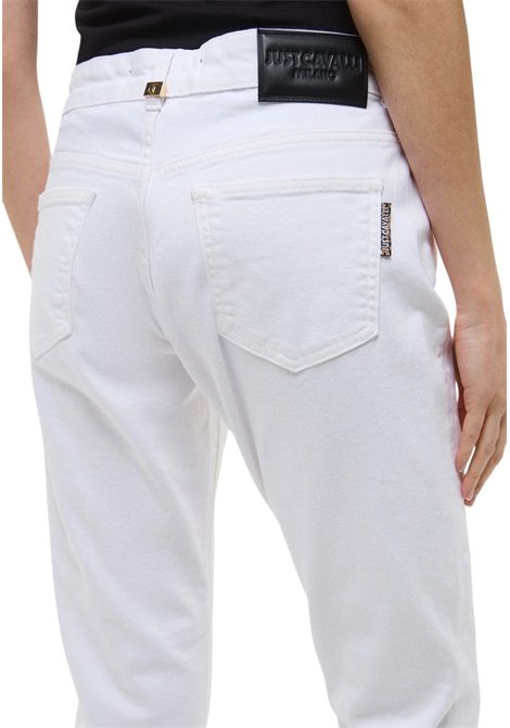 Just Cavalli White Jeans with Gold Logo Details JUST CAVALLI | Trousers | 78PAB5K0 CEWR1003
